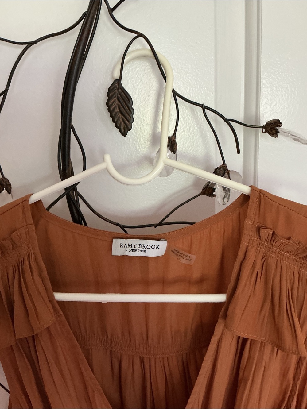 Ramy Brook Rust Lace-Hem Sleeveless Top - Picture 2 of 9